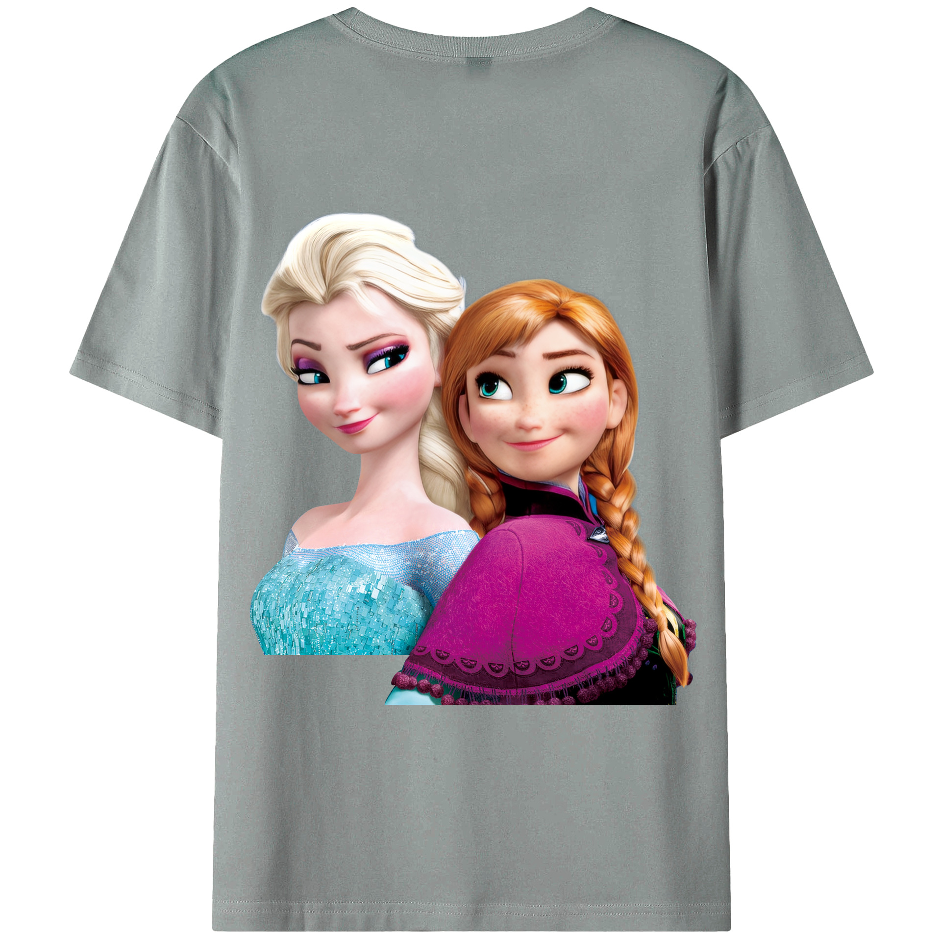 （画像用） アナと雪の女王 アンナ エルサ Frozen Anna Elsa 綿100％ メンズ半袖Tシャツ（バックプリント） 通気性